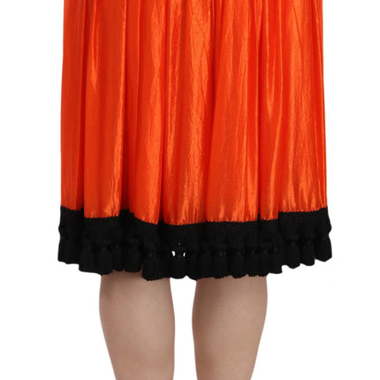Dolce & Gabbana Orange High Waist Knee Length Skirt