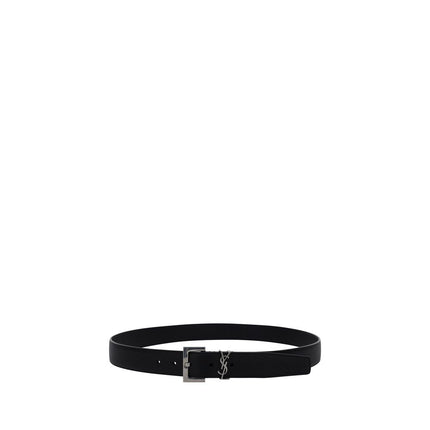 Saint Laurent Black Calf Leather Bos Taurus Belt