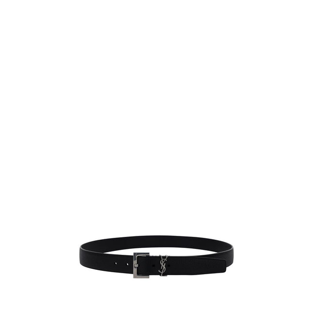 Saint Laurent Black Calf Leather Bos Taurus Belt
