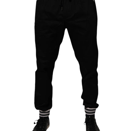 Dolce & Gabbana Black Cotton Stretch Jogger Sweatpants Pants