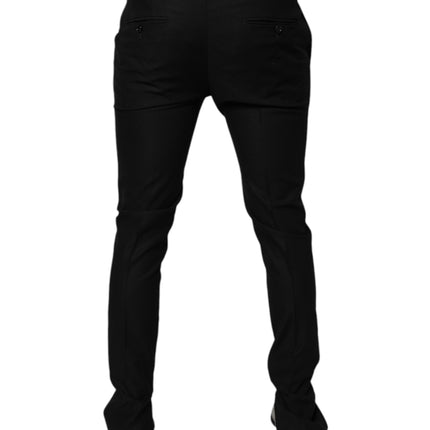 Dolce & Gabbana Black Virgin Wool MenSkinny Dress Formal Pants