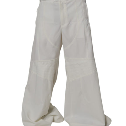 Dolce & Gabbana White Mid Waist Wide Leg Pants