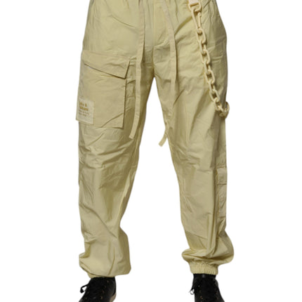 Dolce & Gabbana Yellow Nylon Cargo Chain Men Jogger Pants