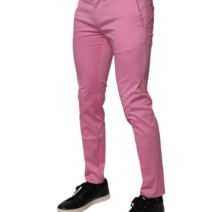 Dolce & Gabbana Pink Cotton Slim Fit Men Dress Formal Pants