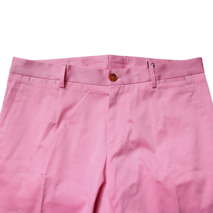 Dolce & Gabbana Pink Cotton Slim Fit Men Dress Formal Pants