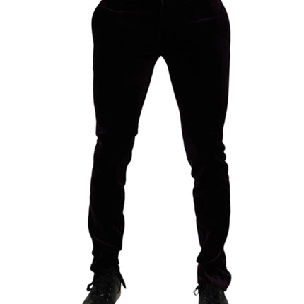 Dolce & Gabbana Violet Velvet Cotton Men Dress Formal Pants
