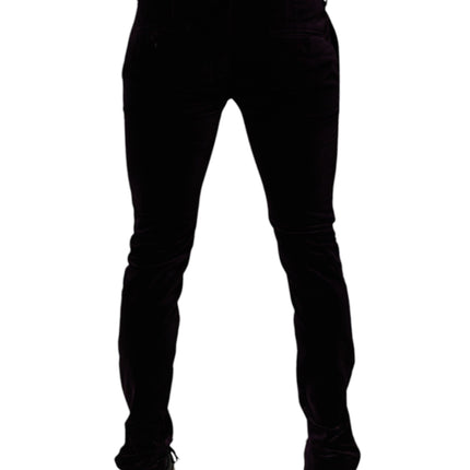 Dolce & Gabbana Violet Velvet Cotton Men Dress Formal Pants