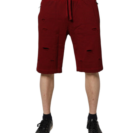 Dolce & Gabbana Maroon Rip Style Bermuda Sweatshorts Shorts