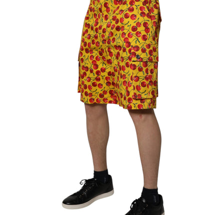 Dolce & Gabbana Yellow Cherry Print Cotton Men Bermuda Shorts