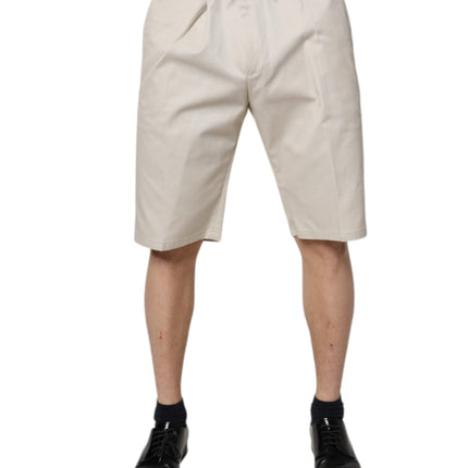 Dolce & Gabbana Beige Cotton Stretch Mid Waist Bermuda Shorts