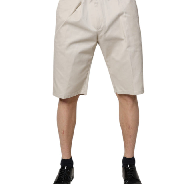 Dolce & Gabbana Beige Cotton Stretch Mid Waist Bermuda Shorts