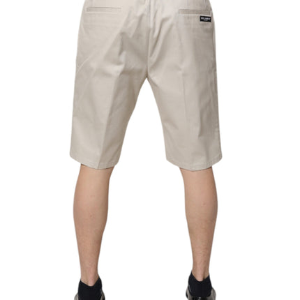 Dolce & Gabbana Beige Cotton Stretch Mid Waist Bermuda Shorts
