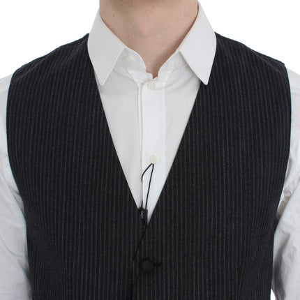 Dolce & Gabbana Gray Striped Formal Vest