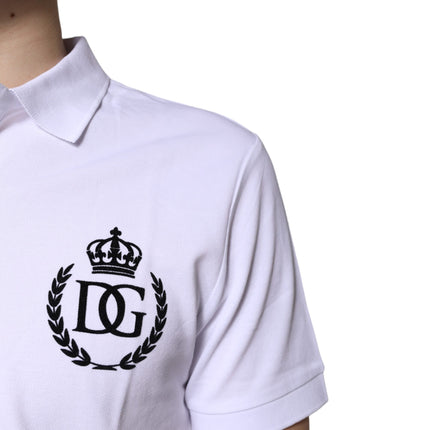 Dolce & Gabbana White Cotton Crown Collared Men Polo T-shirt