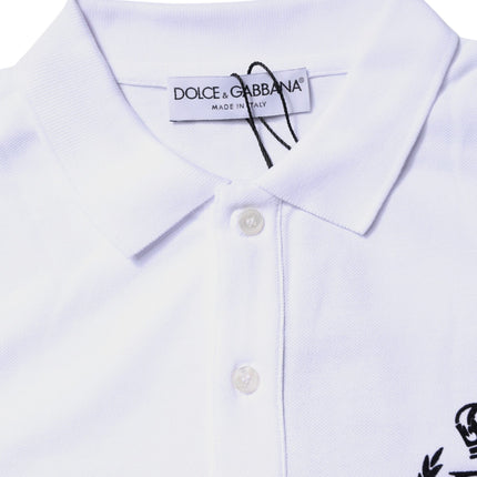 Dolce & Gabbana White Cotton Crown Collared Men Polo T-shirt