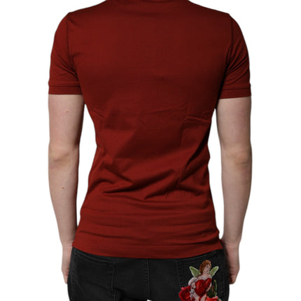 Dolce & Gabbana Red Cotton DG Logo Collared Men Polo T-shirt