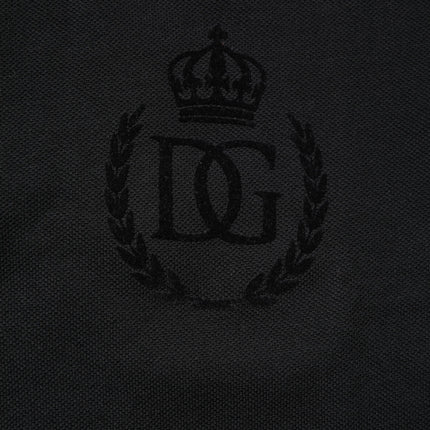 Dolce & Gabbana Black Cotton DG Logo Collared Polo T-shirt