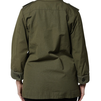 Dolce & Gabbana Military Green Queen Embellished Coat Jacket