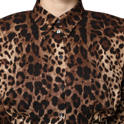 Dolce & Gabbana Brown Leopard Silk Button Down Coat Jacket
