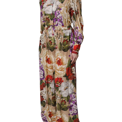 Dolce & Gabbana Multicolor Floral Wide Leg Jumpsuit Dress