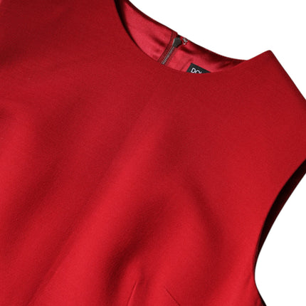 Dolce & Gabbana Red Wool Sleeveless Knee Length A-line Dress