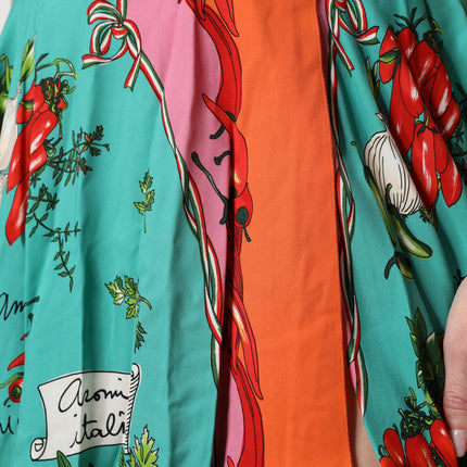 Dolce & Gabbana Multicolor Printed Silk Sleeveless Midi Dress