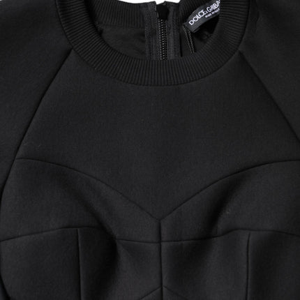 Dolce & Gabbana Black Cotton Long Sleeves A-line Mini Dress