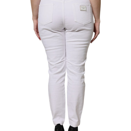 Dolce & Gabbana White Cotton Mid Waist Skinny Denim Jeans