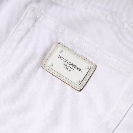 Dolce & Gabbana White Cotton Mid Waist Skinny Denim Jeans