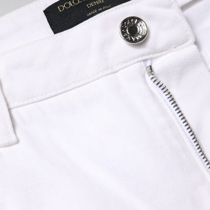Dolce & Gabbana White Cotton Mid Waist Skinny Denim Jeans
