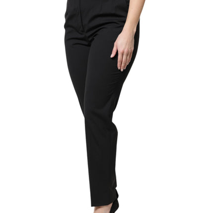 Dolce & Gabbana Black Polyester High Waist Dress Pants