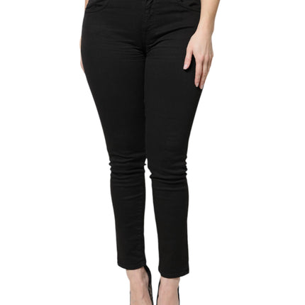 Dolce & Gabbana Black Cotton High Waist Skinny Denim Jeans