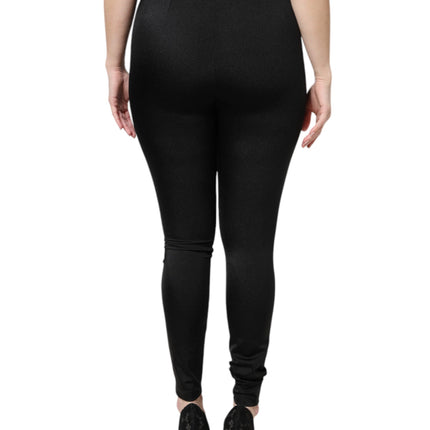 Dolce & Gabbana Black Nylon High Waist Slim Fit Pants