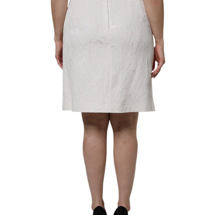 Dolce & Gabbana White High Waist Knee Length Pencil Skirt