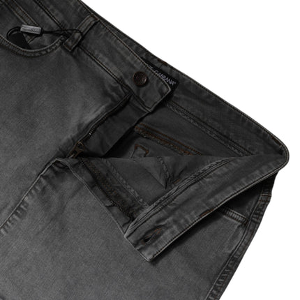 Dolce & Gabbana Gray Cotton Stretch Mid Waist Denim Mini Skirt