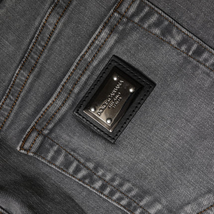 Dolce & Gabbana Gray Cotton Stretch Mid Waist Denim Mini Skirt