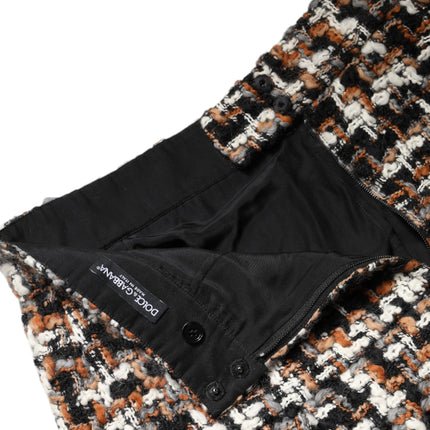 Dolce & Gabbana Multicolor High Waist Tartan Tweed Mini Skirt