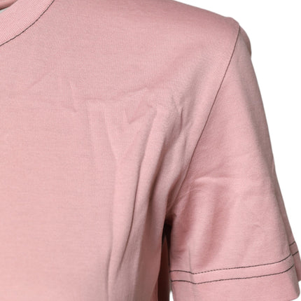 Dolce & Gabbana Pink Logo Print Cotton Crew Neck T-shirt