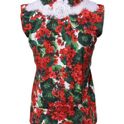 Dolce & Gabbana Multicolor Floral Lace Sleeveless Tank Top