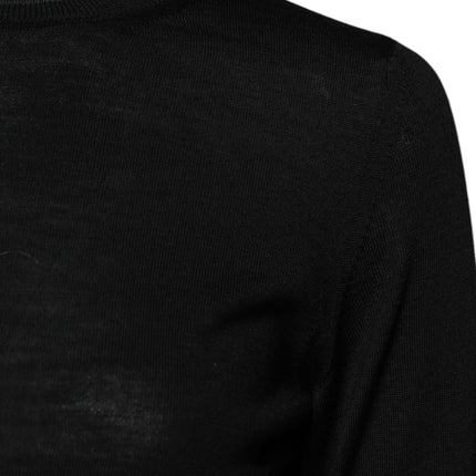 Dolce & Gabbana Black Wool Knit Crew Neck Pullover Sweater
