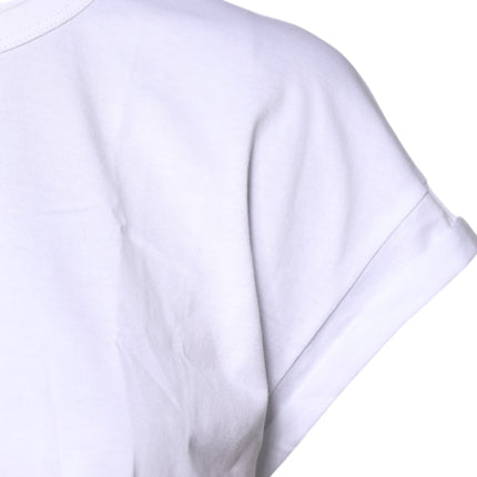 Dolce & Gabbana White Cotton Crew Neck Cropped T-shirt Top