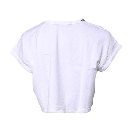 Dolce & Gabbana White Cotton Crew Neck Cropped T-shirt Top