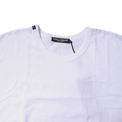 Dolce & Gabbana White Cotton Crew Neck Cropped T-shirt Top