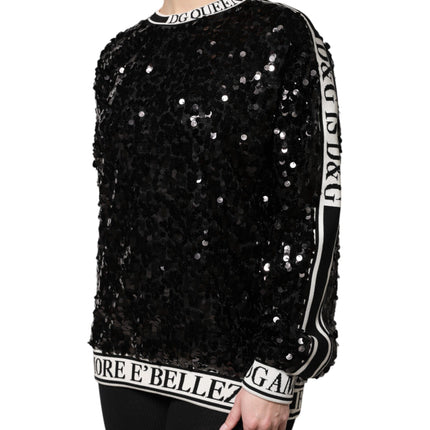 Dolce & Gabbana Black DG Queen Sequin Pullover Sweater