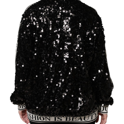 Dolce & Gabbana Black DG Queen Sequin Pullover Sweater