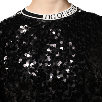 Dolce & Gabbana Black DG Queen Sequin Pullover Sweater