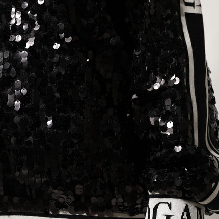 Dolce & Gabbana Black DG Queen Sequin Pullover Sweater