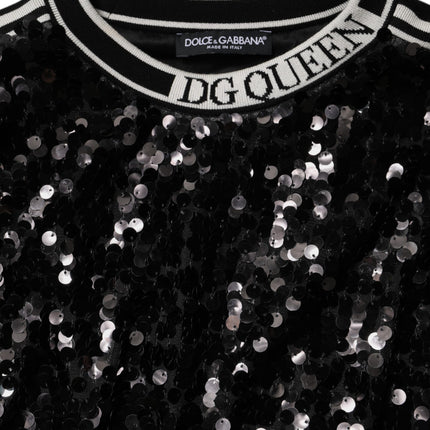 Dolce & Gabbana Black DG Queen Sequin Pullover Sweater