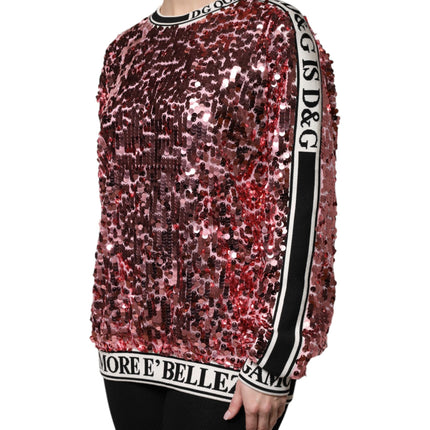 Dolce & Gabbana Pink DG Queen Sequin Pullover Sweater