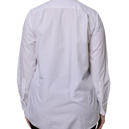 Dolce & Gabbana White Ascot Collar Long Sleeve Blouse Top